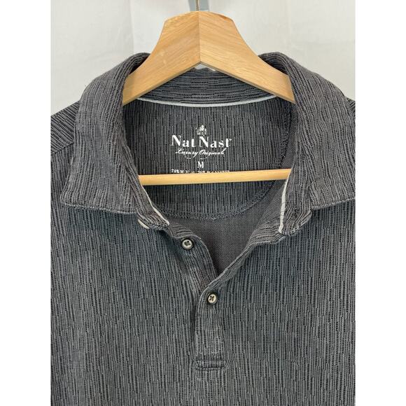 NAT NAST Size M Printed Polo Shirt Short Sleeve Pullover Modal Blend Gray - Picture 5 of 6